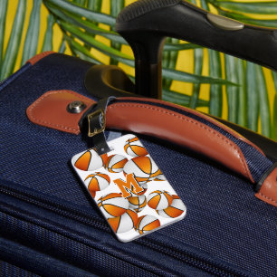 cluster of orange white basketballs personalized luggage tag