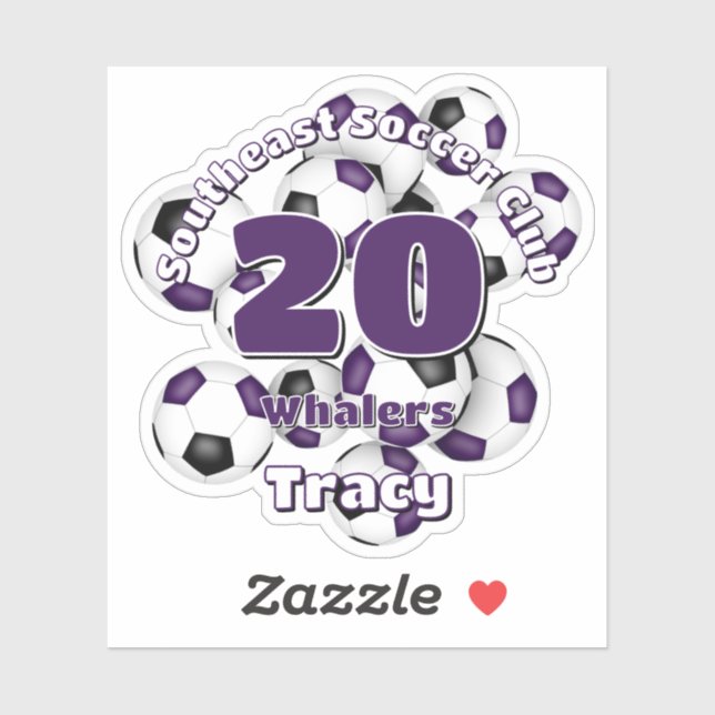 cluster of purple black soccer balls team colors sticker (Sheet)