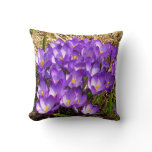 Cluster of Purple Crocuses Spring Floral Throw Pillow