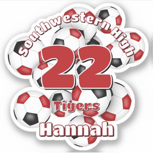 cluster of red black soccer balls team spirit sticker (Front)