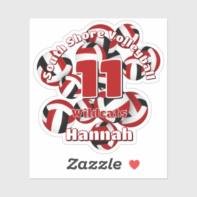 cluster of red black volleyballs team name sticker (Sheet)