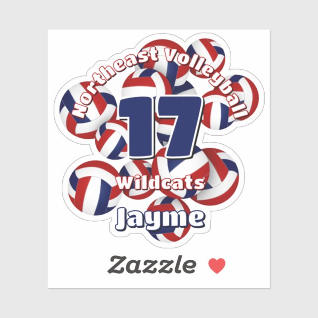 cluster of red blue volleyballs team name sticker (Sheet)