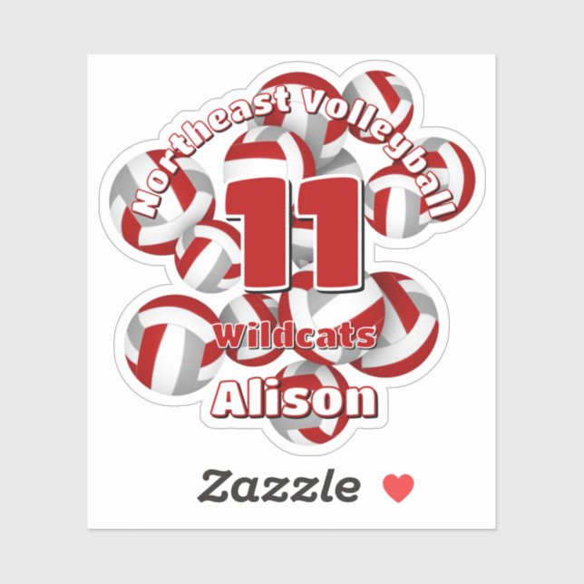 cluster of red gray volleyballs team name sticker (Sheet)