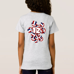 cluster of red white blue volleyballs athlete name T-Shirt