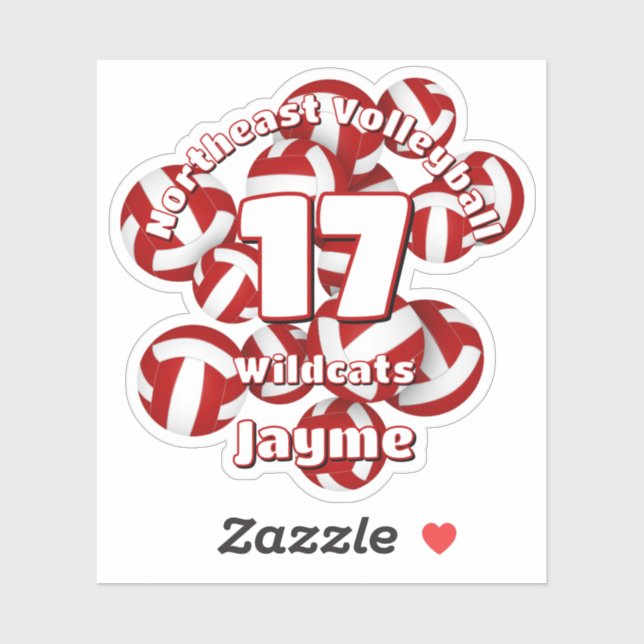 cluster of red white volleyballs team name sticker (Sheet)