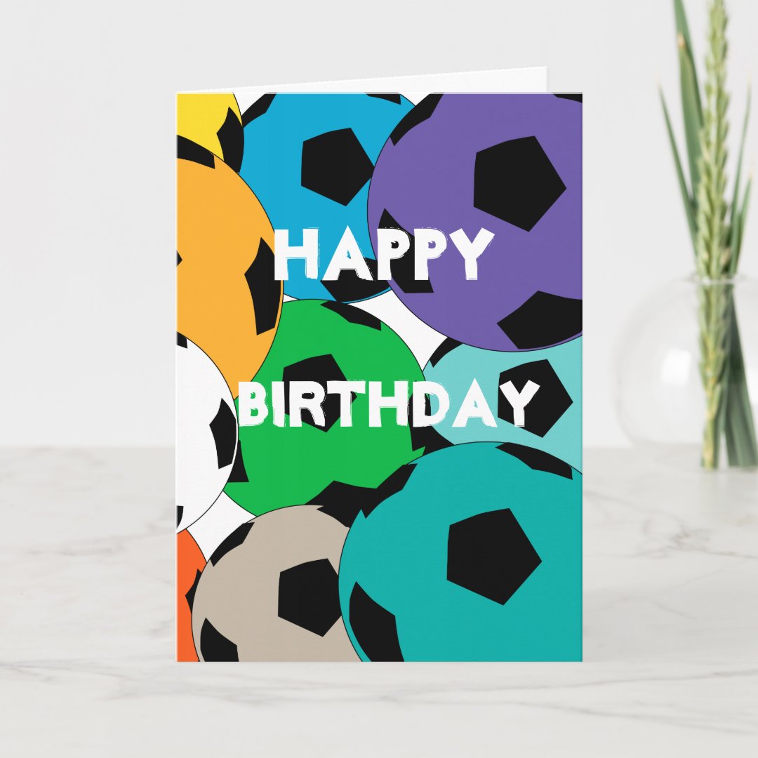 cluster of soccer balls, Happy Birthday Card Zazzle