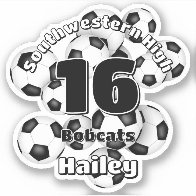 cluster of soccer balls personalized team spirit sticker (Front)