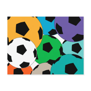 cluster of soccer balls postcard