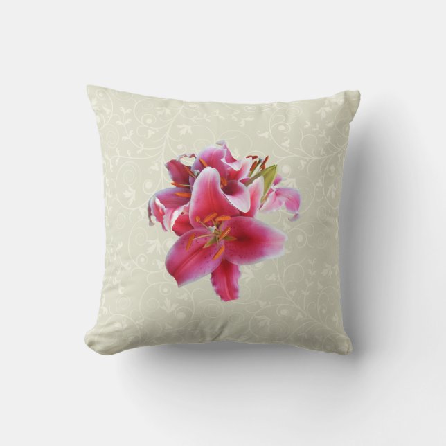 Cluster of Stargazer Lilies Throw Pillow (Front)
