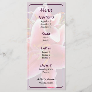 Cluster of Stargazer Lilies Wedding Menu