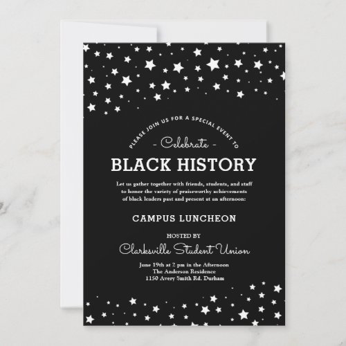 Cluster of Stars  Black History Event BW Invitation