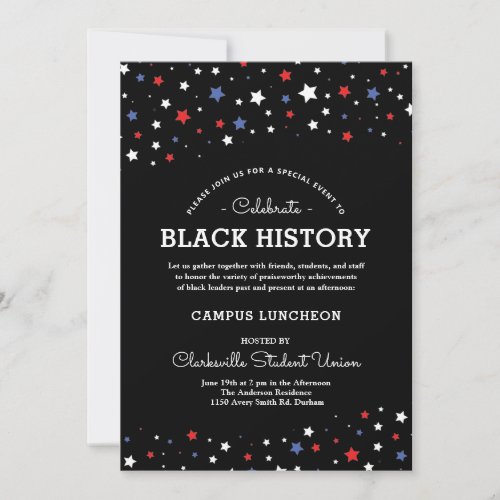 Cluster of Stars  Black History Event RWBB Invitation