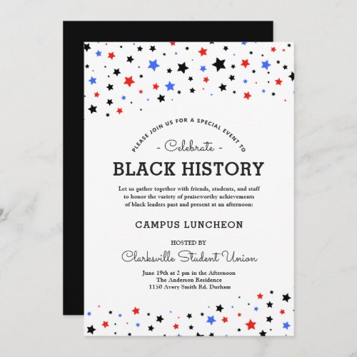 Cluster of Stars  Black History Event RWBB White Invitation