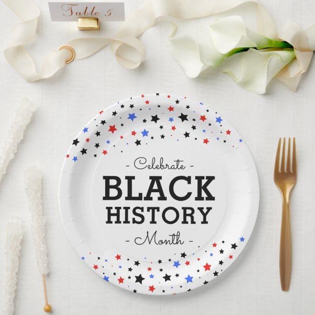 Cluster of Stars | Celebrate Black History RWBB Paper Plates (Wedding)
