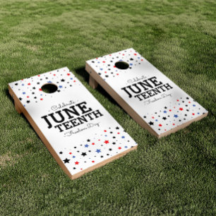 Cluster of Stars Juneteenth Freedom Day White Cornhole Set