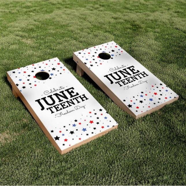 Cluster of Stars | Juneteenth Freedom Day White Cornhole Set (Creator Uploaded)