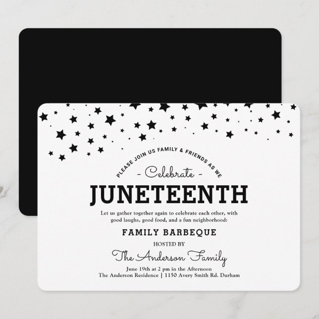 Cluster of Stars | Juneteenth Holiday Black Stars  Invitation (Front/Back)