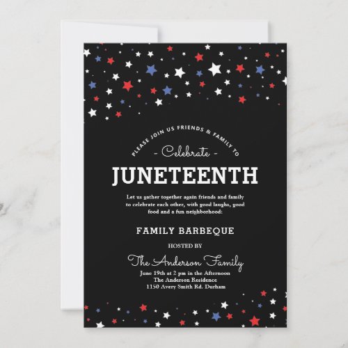 Cluster of Stars  Juneteenth Holiday Event Black Invitation