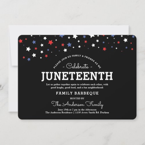 Cluster of Stars  Juneteenth Holiday Party Black Invitation