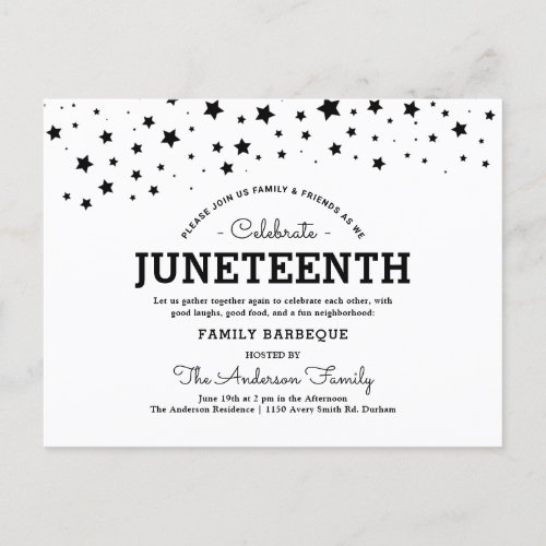 Cluster of Stars  Juneteenth Holiday Party Postcard