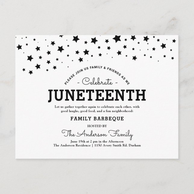 Cluster of Stars | Juneteenth Holiday Party Postcard (Front)