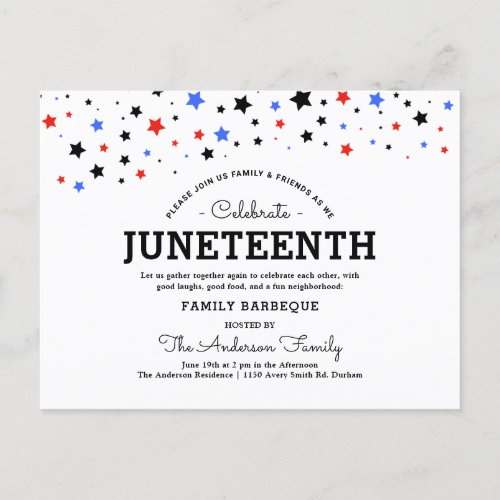 Cluster of Stars  Juneteenth Holiday Party Postcard