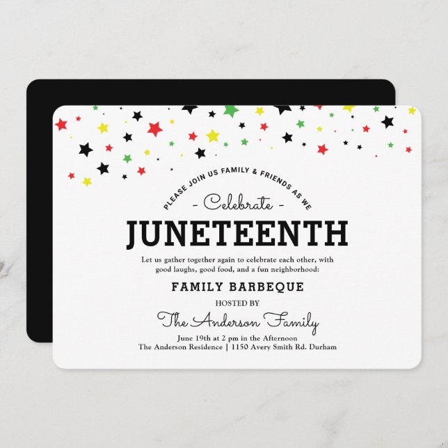 Cluster of Stars | Juneteenth Holiday RBYG Colors Invitation (Front/Back)
