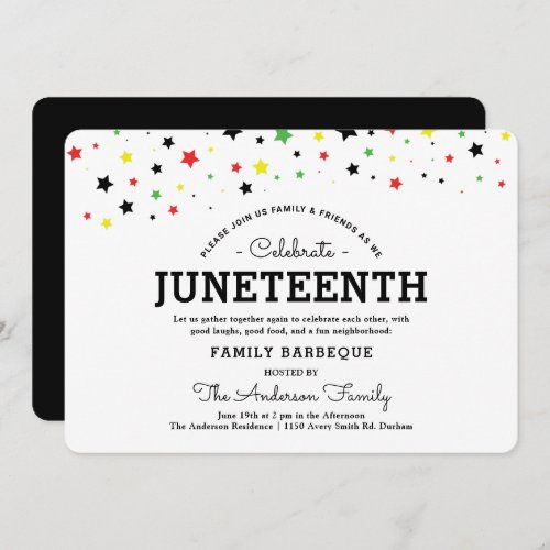 Cluster of Stars  Juneteenth Holiday RBYG Colors Invitation