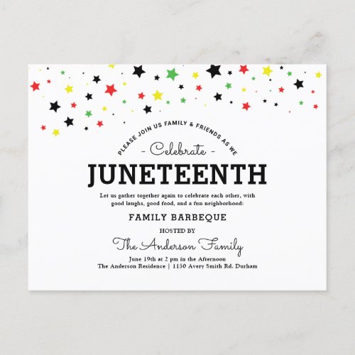 Cluster of Stars  Juneteenth Holiday RBYG Colors Postcard
