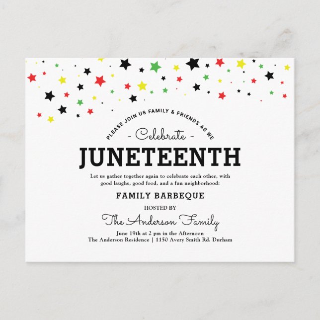 Cluster of Stars | Juneteenth Holiday RBYG Colors Postcard (Front)