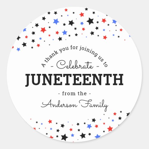 Cluster of Stars  Juneteenth Holiday Thank You  Classic Round Sticker