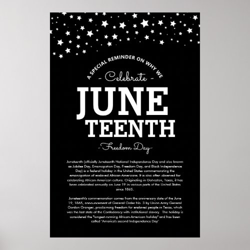 Cluster of Stars  Juneteenth Information BW  Poster