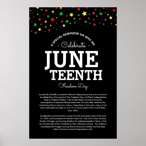 Cluster of Stars  Juneteenth Information RYGB  Poster