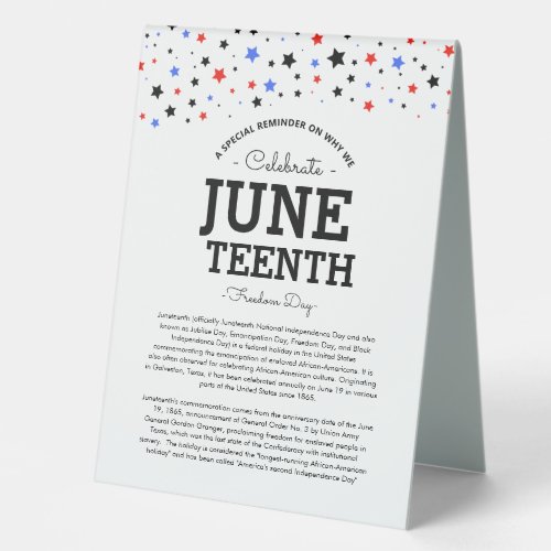 Cluster of Stars  Juneteenth Information Table Tent Sign