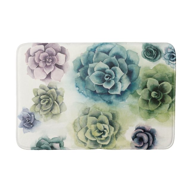 Cluster of Succulents Bathroom Mat (Front)
