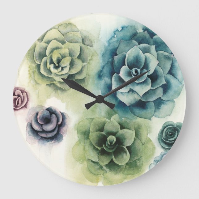 Cluster of Succulents Large Clock (Front)