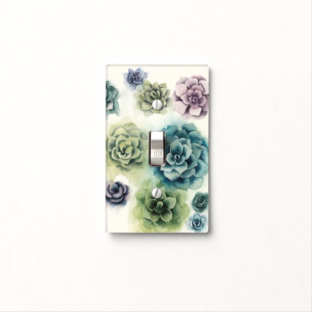 Cluster of Succulents Light Switch Cover (In Situ)
