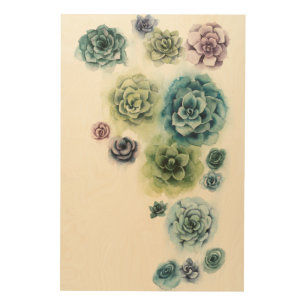 Cluster of Succulents Wood Wall Decor