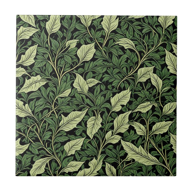 Cluster of Vines in Shades of Green Ceramic Tile (Front)