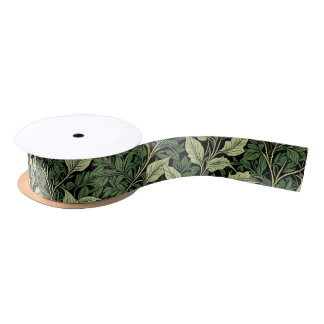 Cluster of Vines in Shades of Green Satin Ribbon