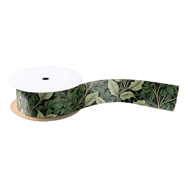 Cluster of Vines in Shades of Green Satin Ribbon (Spool)