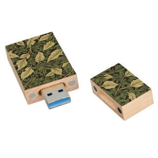 Cluster of Vines in Shades of Green Wood Flash Drive