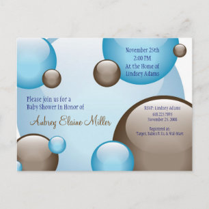 Clustered Blue & Brown Bubble Invitation Postcard