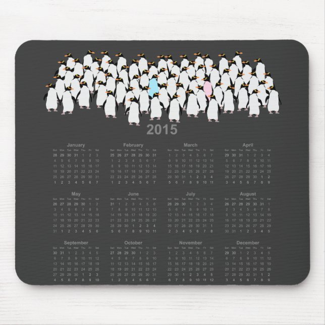 Clustered penguins calendar 2015 mouse pad (Front)