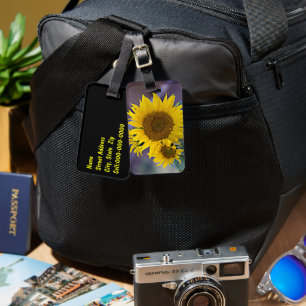 Clustered Sunflowers Close-Up Photo Custom Luggage Tag