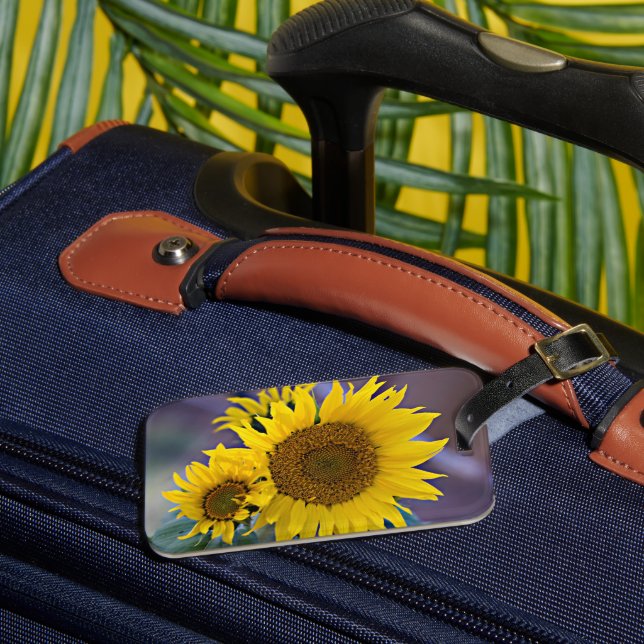 Clustered Sunflowers Close-Up Photograph Luggage Tag (Front Insitu 3)