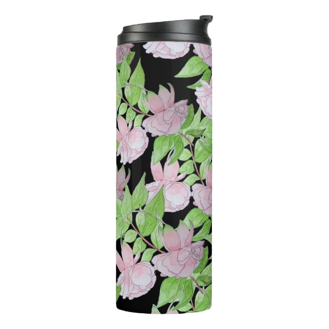 clusters of pretty pink flowers and leafs floral  thermal tumbler (Rotated Left)