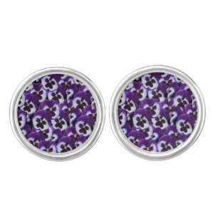Clusters of Purple White Pansies: Harmonious Grace Cufflinks