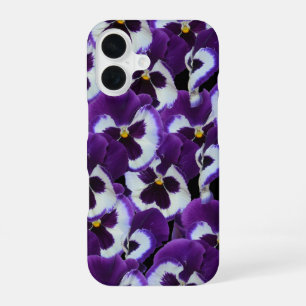 Clusters of Purple White Pansies: Harmonious Grace iPhone 16 Case