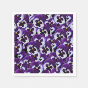 Clusters of Purple White Pansies: Harmonious Grace Napkins